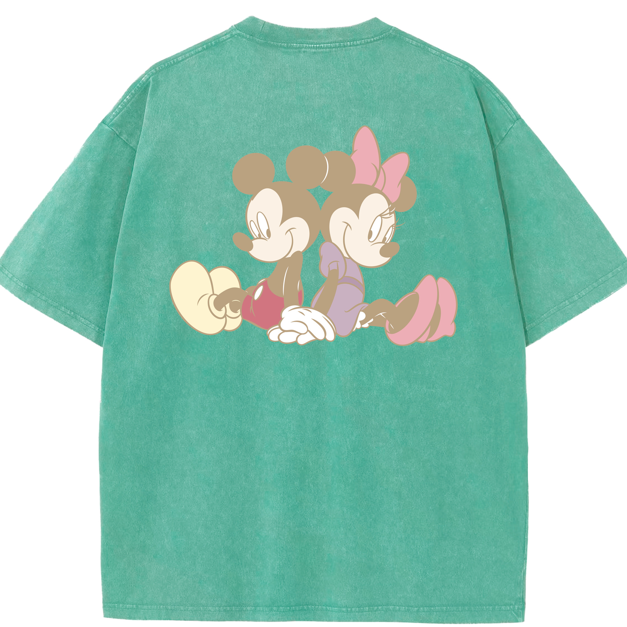 （画像用） ミッキーマウス Mickey Mouse 綿100% ヴィンテージ風 半袖Tシャツ（背面プリント）